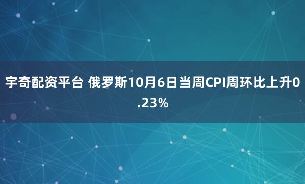 宇奇配资平台 俄罗斯10月6日当周CPI周环比上升0.23%